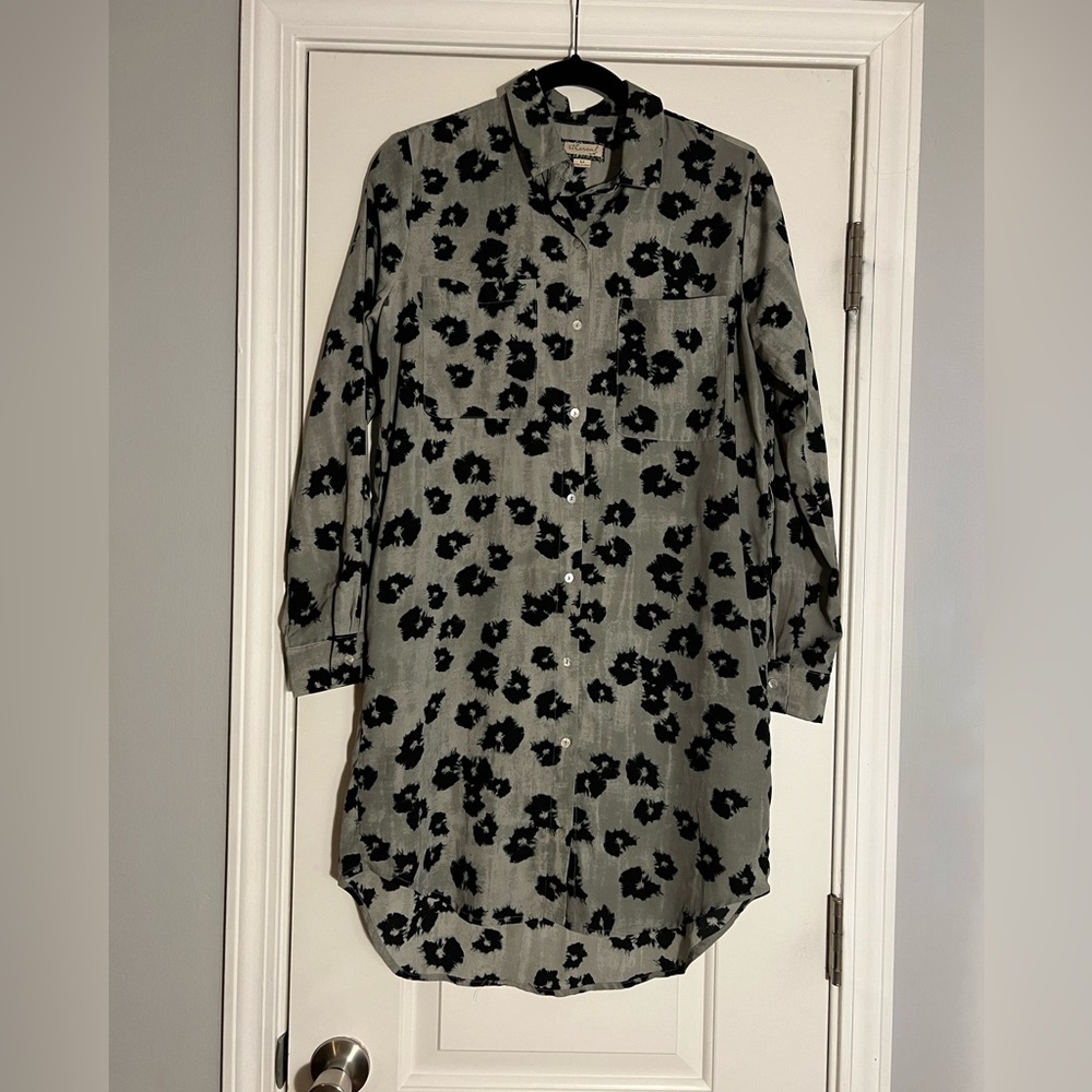Ink Blot Button Down Shirt Dress Ethereal by Paper Crane